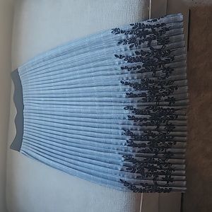 Zara pleated floral embroidery skirt